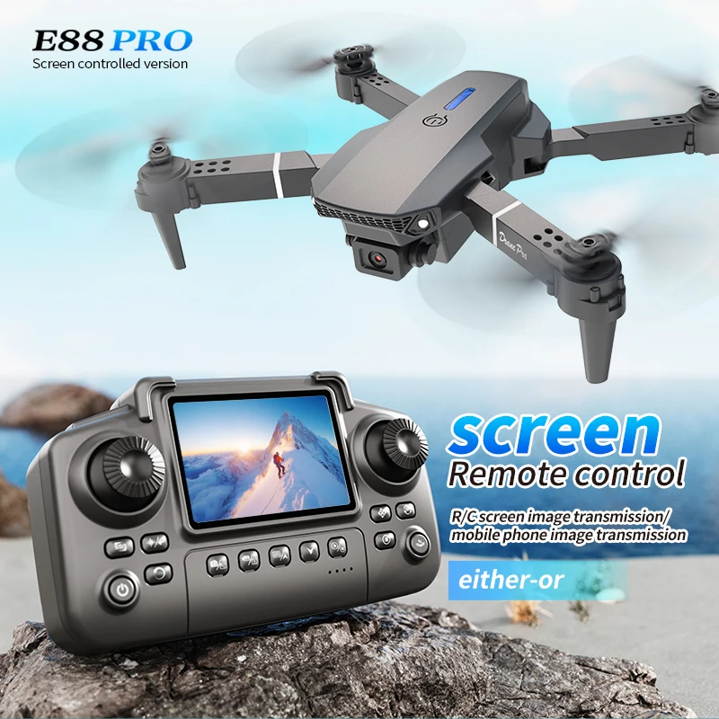 Home Security Cameras Outdoor - Drone Profissional E88 PRO com Tela,
