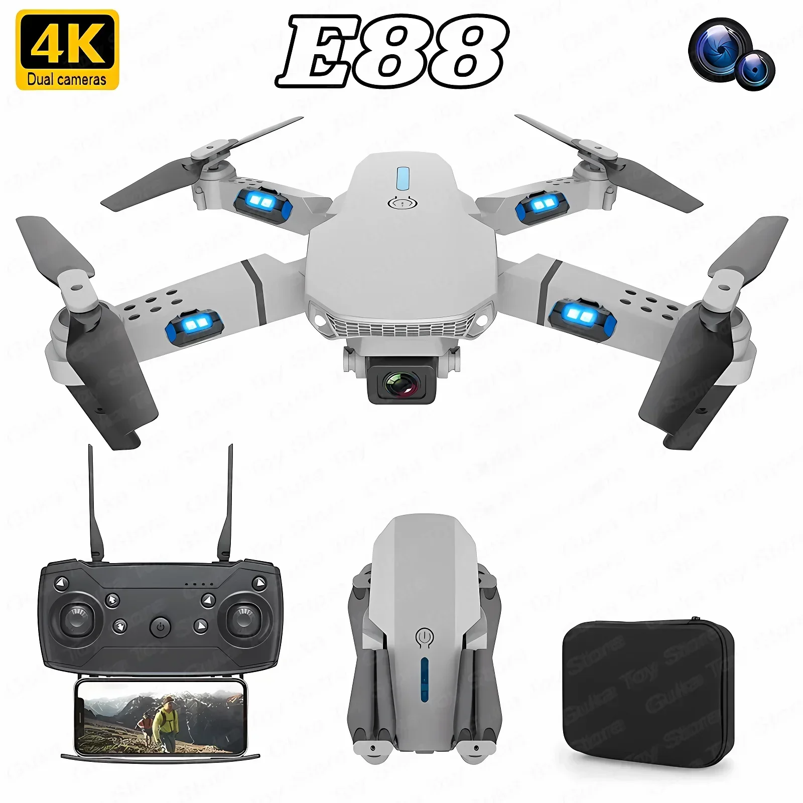 Home Security Cameras Outdoor - E88 pro wifi fpv drone grande