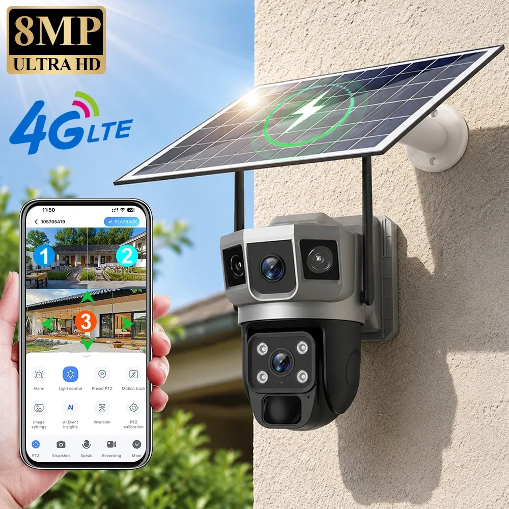 Home Security Guard - Câmera V380 4K com 3 Telas,