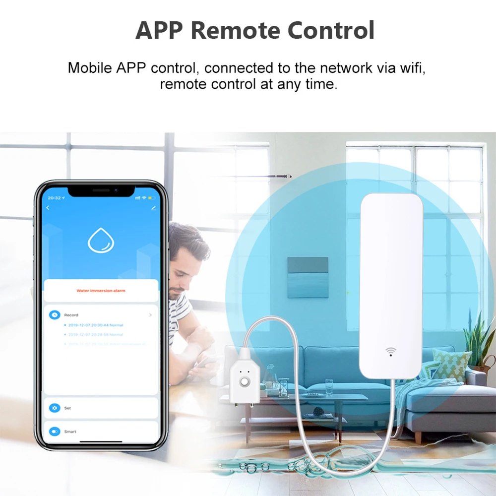 Tuya wifi zigbee sensor de águ - Home Security Guard avaliação e preço