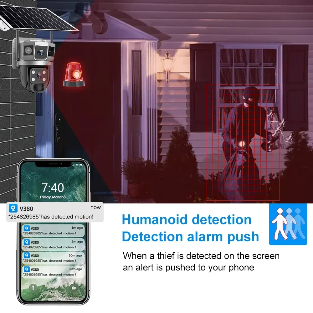 Câmera V380 4K com 3 Telas, 4G - Home Security Guard avaliação e preço