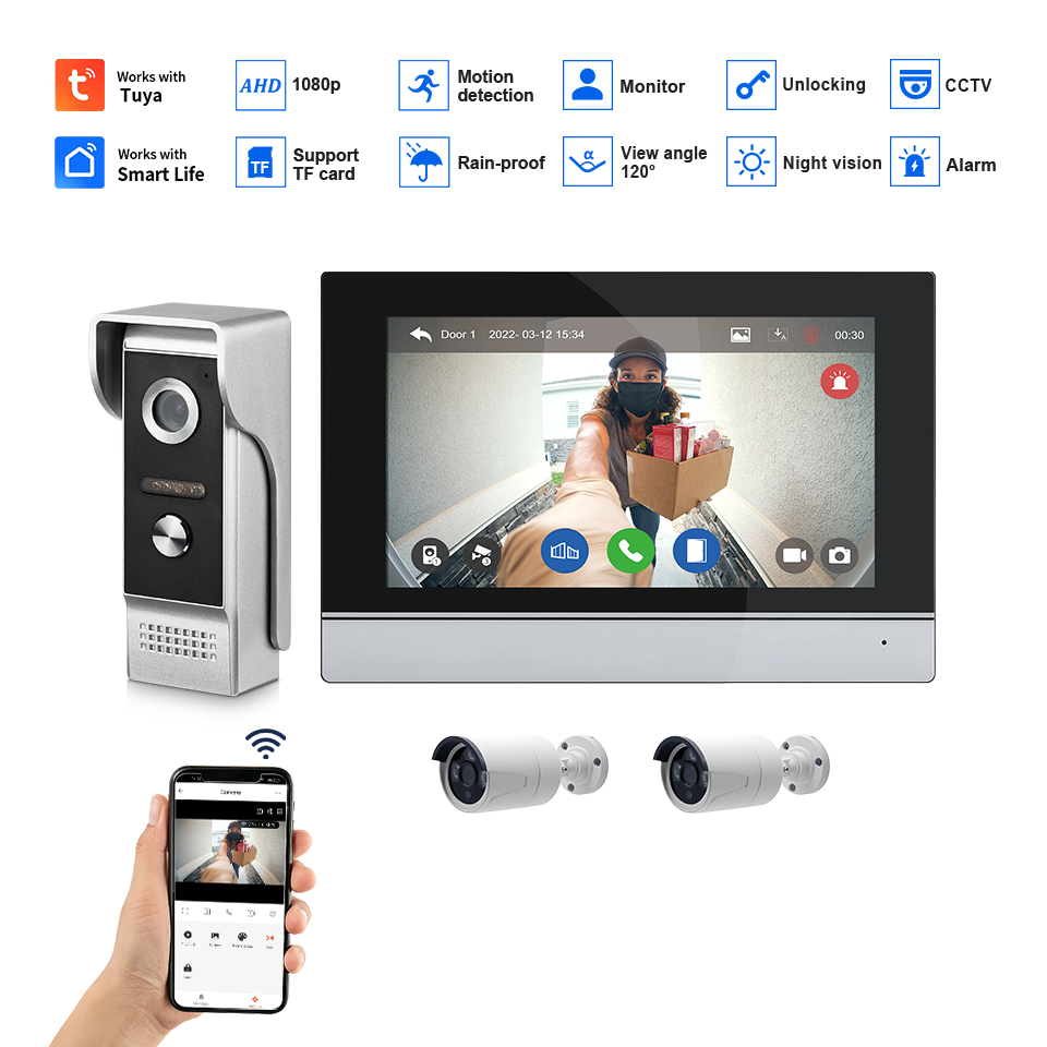 7 Polegada tela ips 2mp tuya c - Home Security No Wifi avaliação e preço